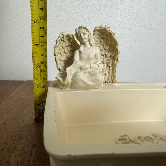 Angelstar Angel Desk Event Decorative Organizer Dish Cream Resin with Glitter - Picture 9 of 10